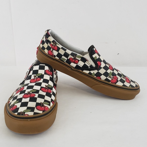 VANS Checkerboard Cherries Slip On Shoes - Picture 1 of 8